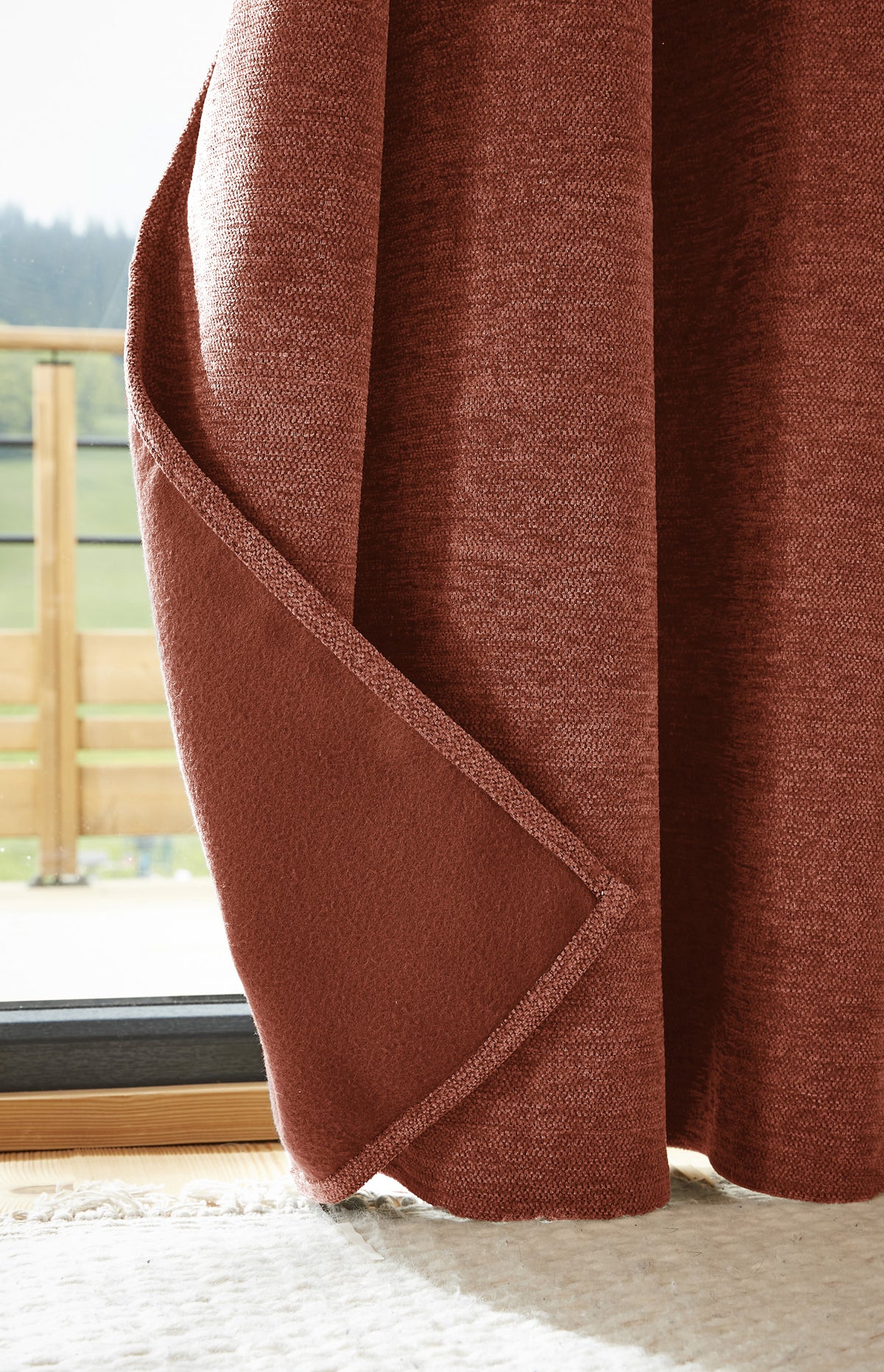 Rideau galon fronceur 140 x 260 cm Occultant + polaire BJORN Terracotta