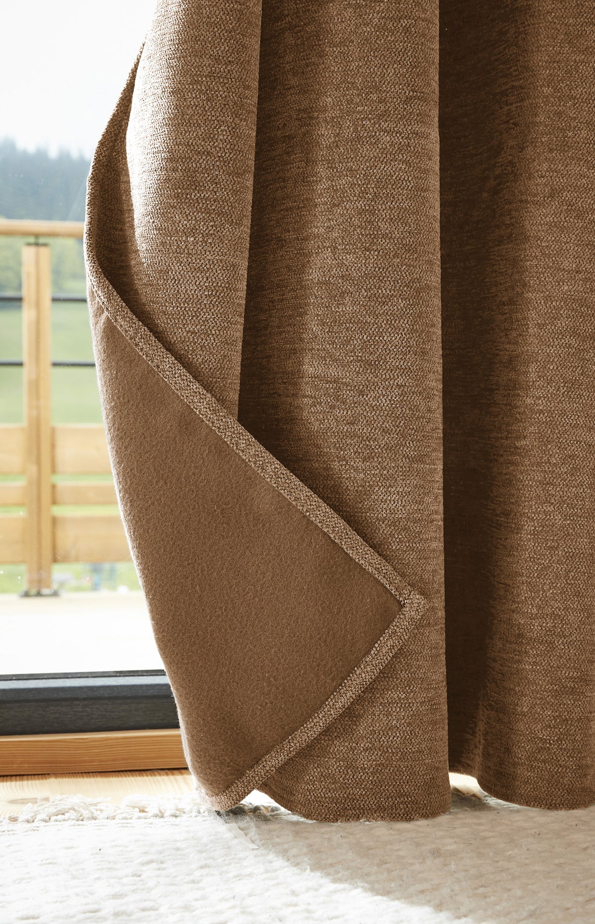 Rideau galon fronceur 140 x 260 cm Occultant + polaire BJORN Camel
