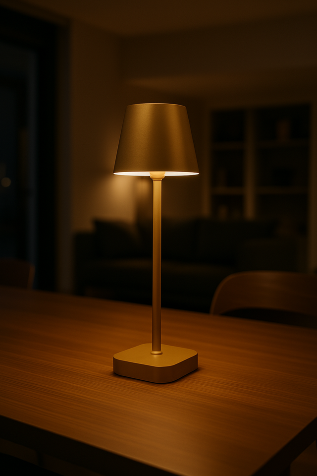 Lampe de table - Rechargeable - Intensité variable avec mode mémoire - 3 niveaux d'éclairage - 38 cm - Or