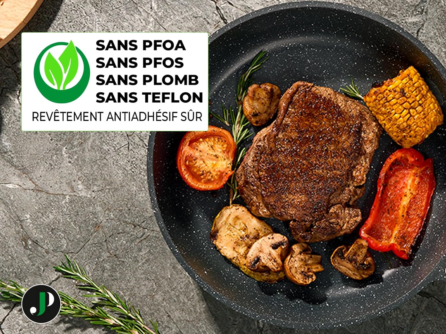 Batterie de cuisine 15 pièces antiadhésives en Granit Noir - Tous feux dont induction
