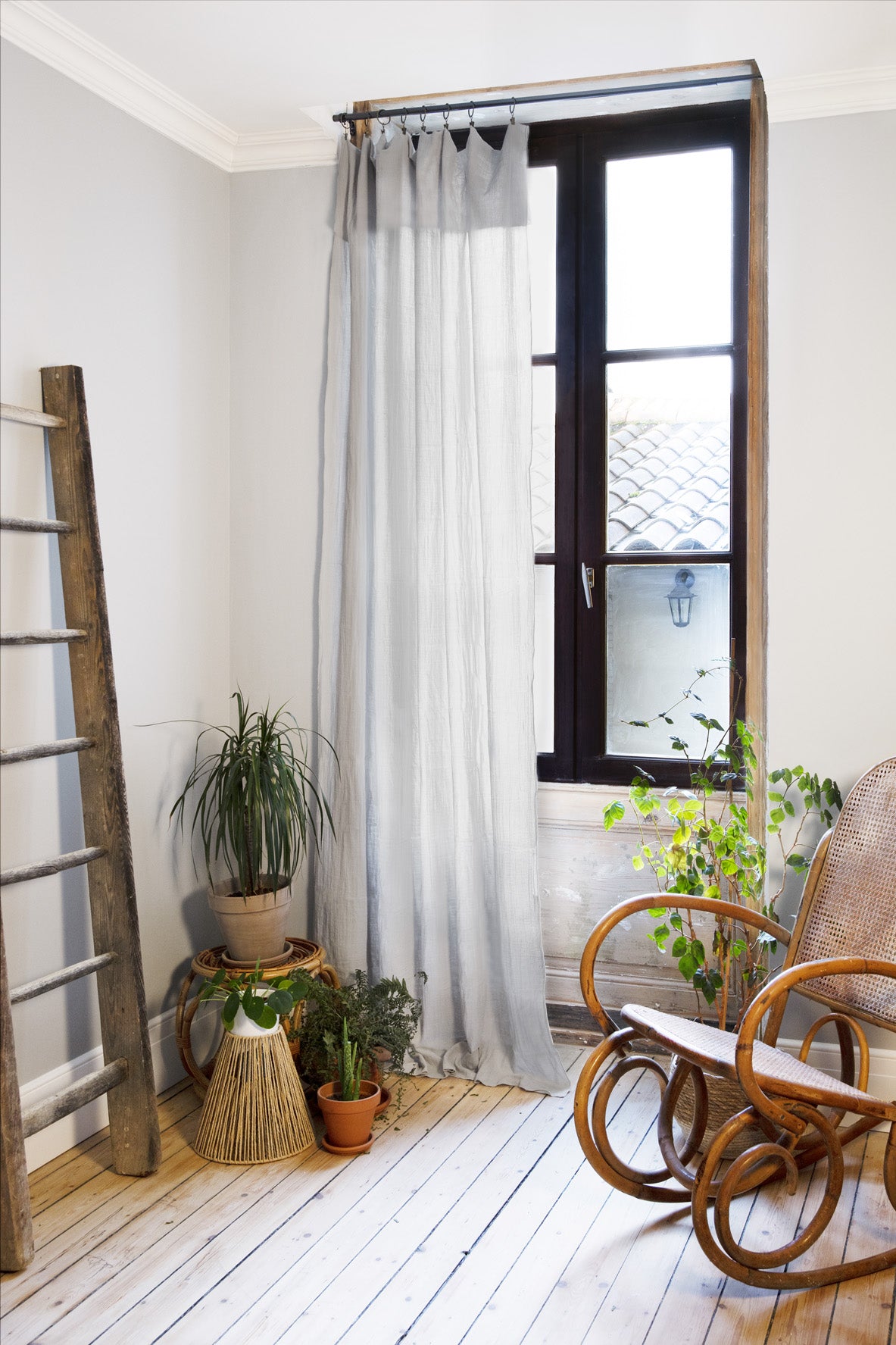 Rideau ajustable + 8 anneaux pince Gaze de coton 140 x 300 cm GAIA Nuage