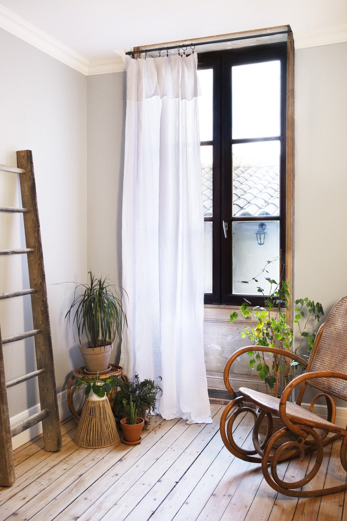 Rideau ajustable + 8 anneaux pince Gaze de coton 140 x 300 cm GAIA Chantilly