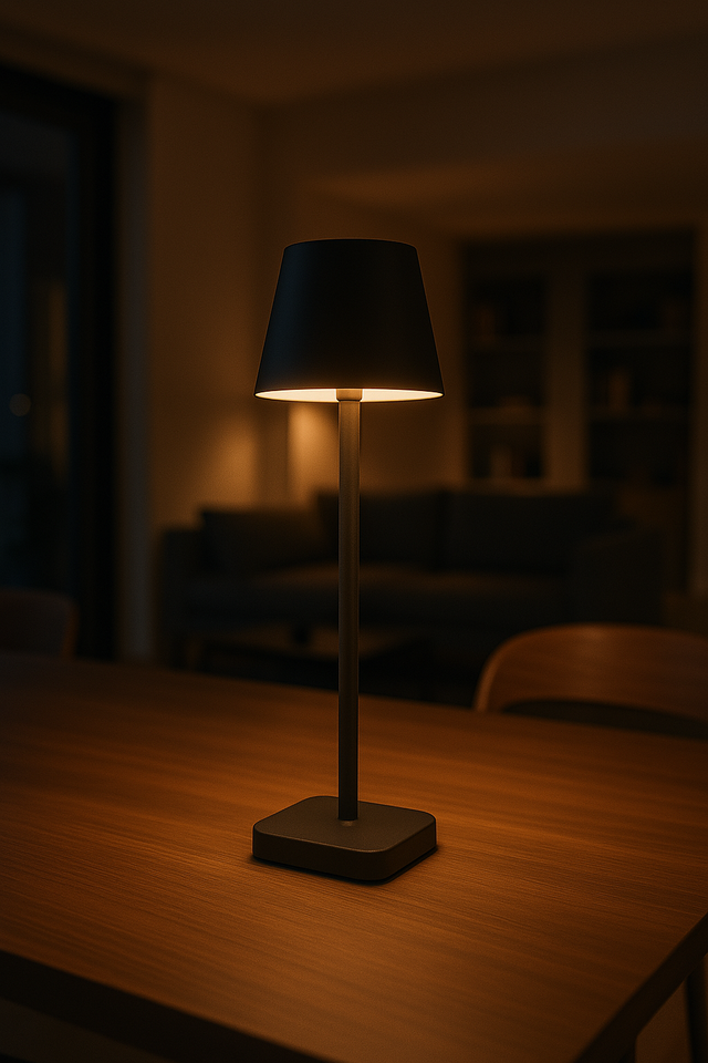 Lampe de table - Rechargeable - Intensité variable avec mode mémoire - 3 niveaux d'éclairage - 38 cm - Noire