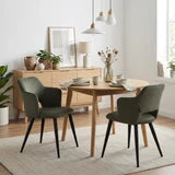 Ensemble de 2 fauteuils de salle à manger scandinaves avec accoudoirs en tissu vert - Akanji