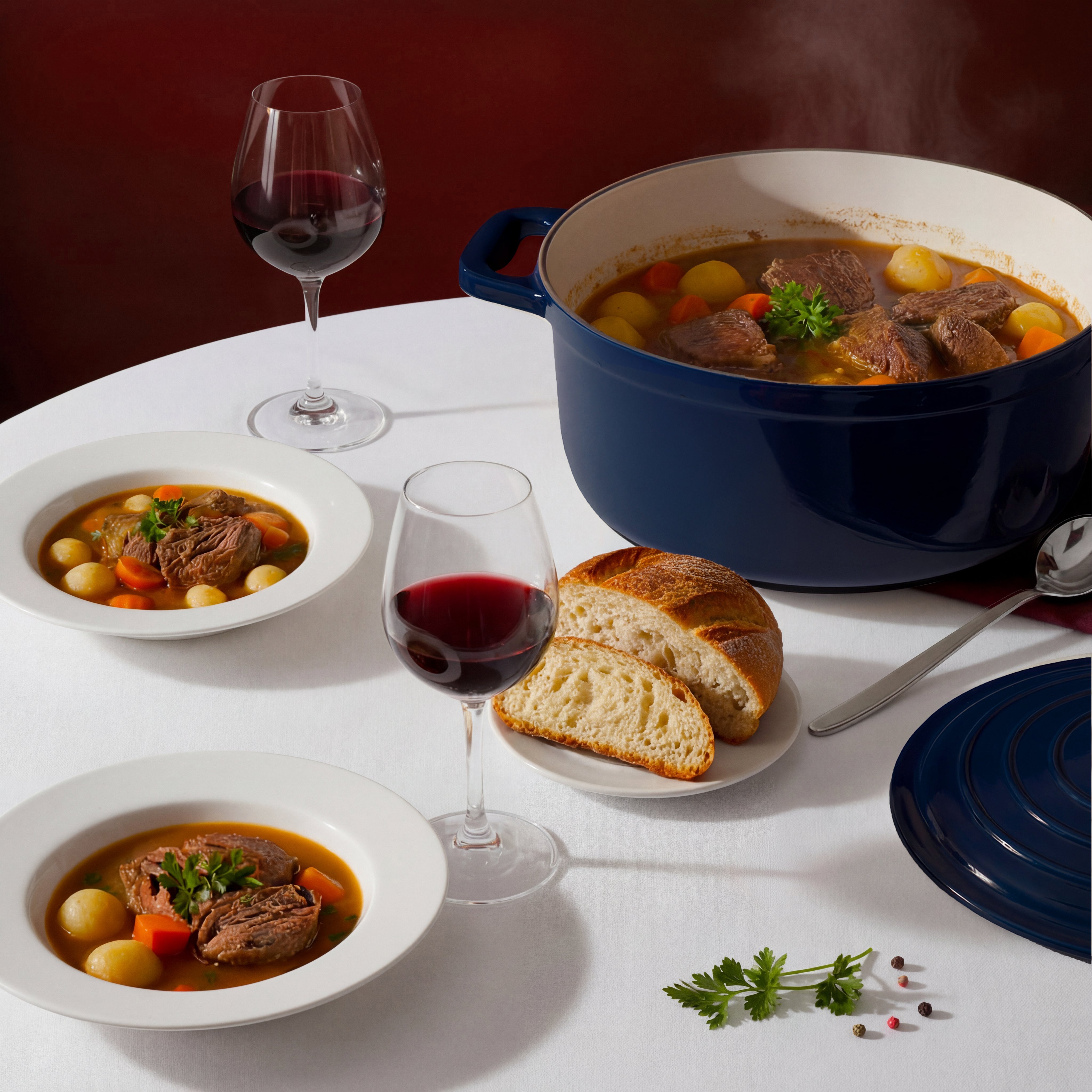 Cocotte en fonte ronde 25cm bleue