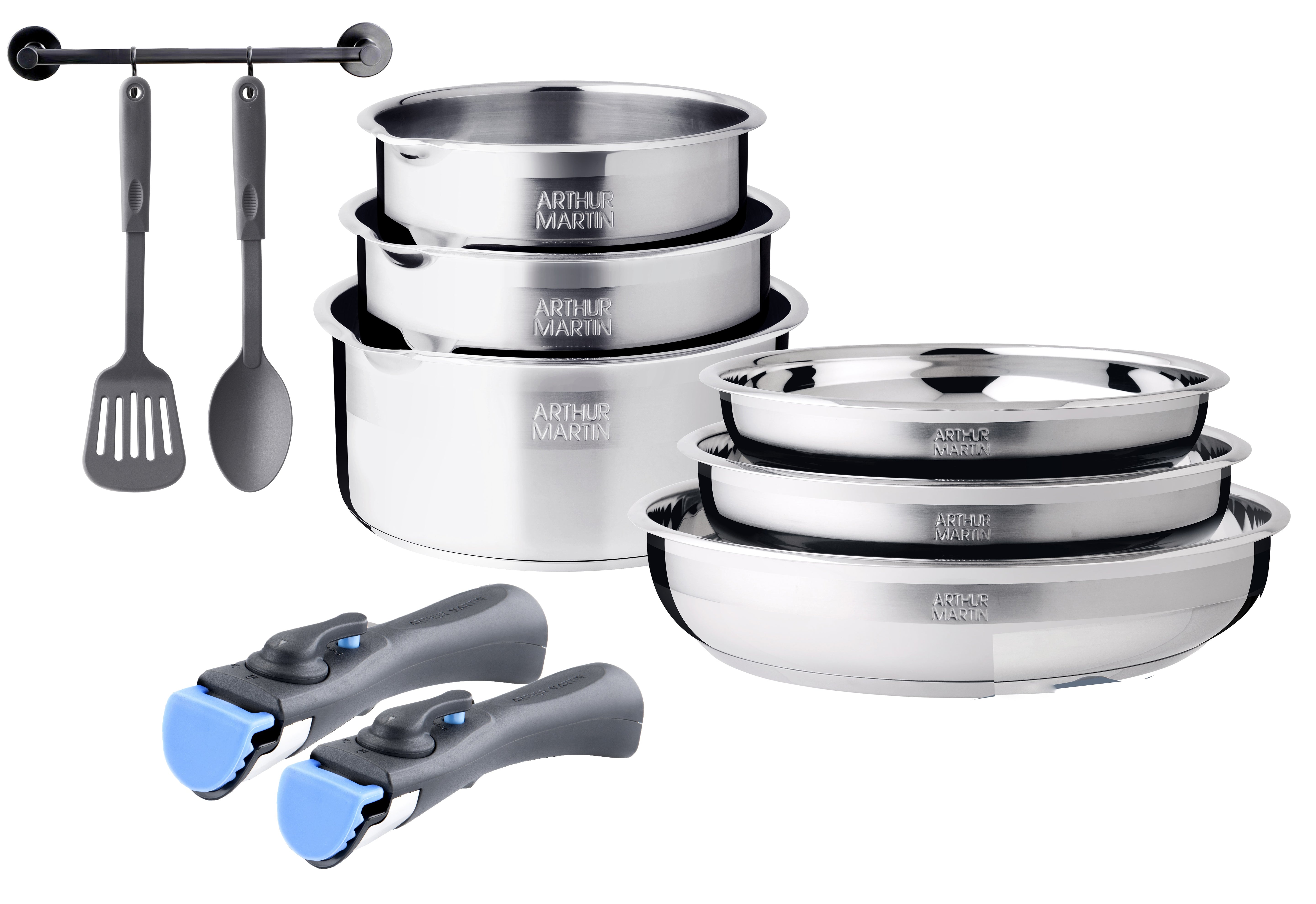 Batterie de cuisine 10 pièces tous feux dont induction acier inoxydable
