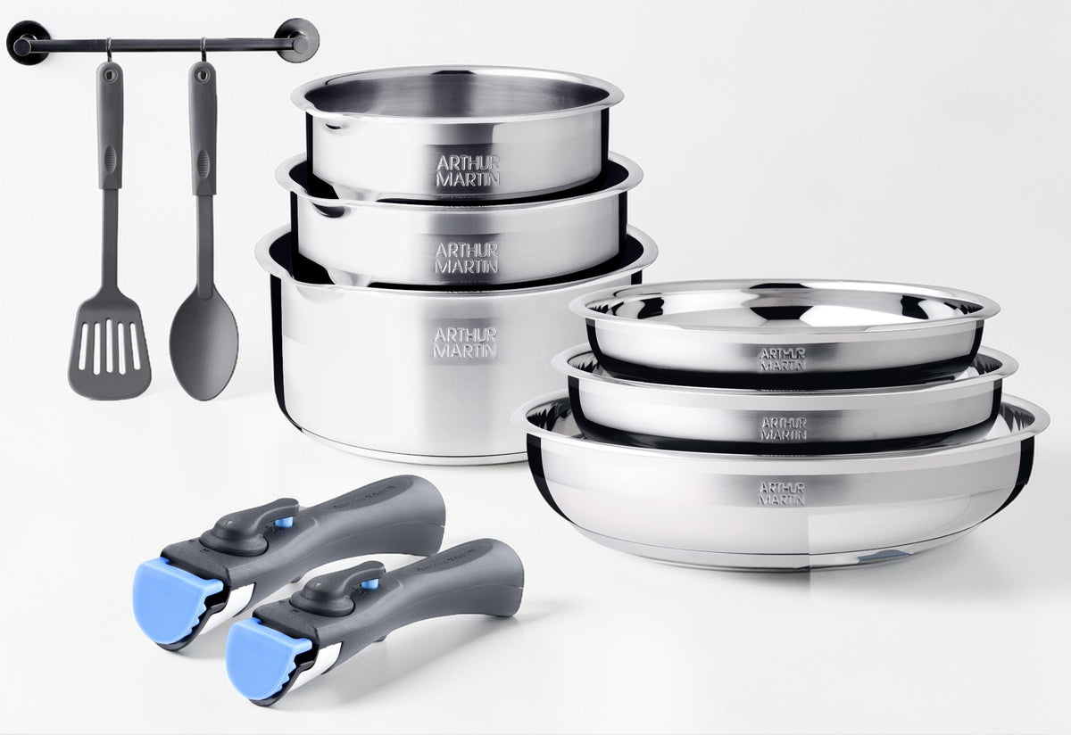 Batterie de cuisine 10 pièces tous feux dont induction acier inoxydable