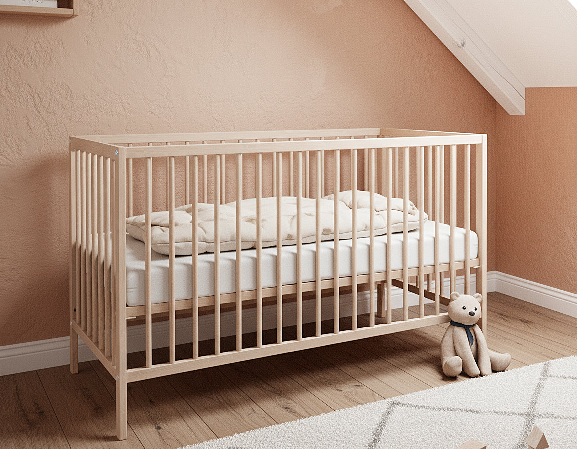 Lit bébé en bois SONA Hêtre Brut 60 x 120 cm