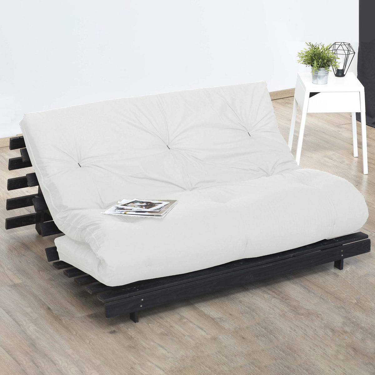 Matelas futon coton et fibres recyclés - Écru - 90 x 190 cm