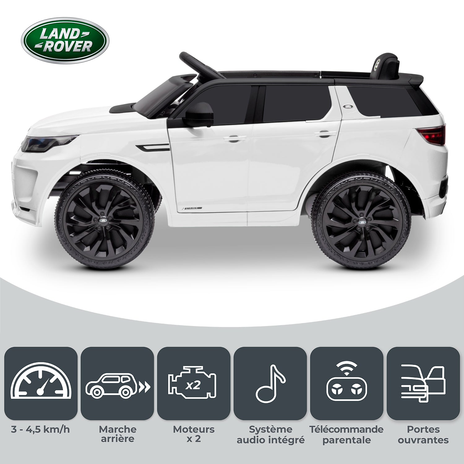 Voiture SUV électrique Land Rover Discovery Blanc - 36m+