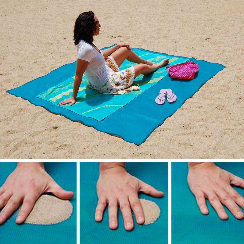 Serviette de plage drap anti-sable avec crochet - 150 x 200 cm