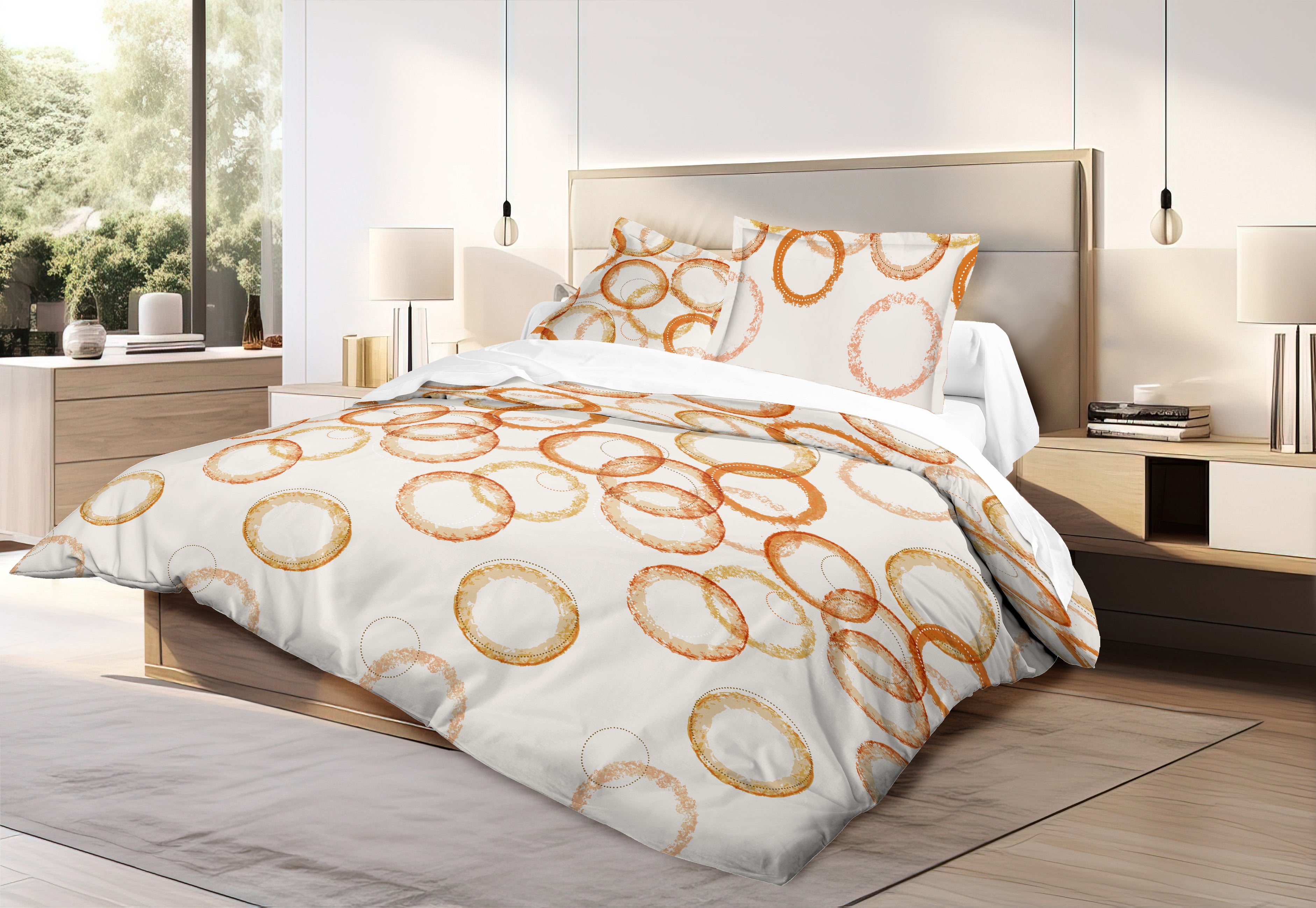 Parure de couette 3 pièces "Louna" 240 x 220 cm Circle Orange