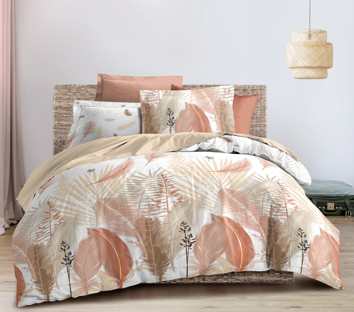 Parure de couette 3 pièces "Louna" 260 x 240 cm Plumes Multi