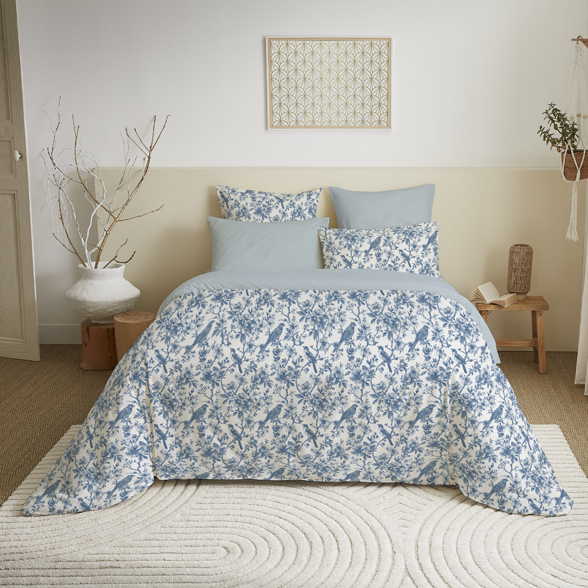 Pack 6 pièces Housse de couette Imprimé 240 x 260 cm - Drap housse 180 x 200 cm - 100% Coton 57 Fils