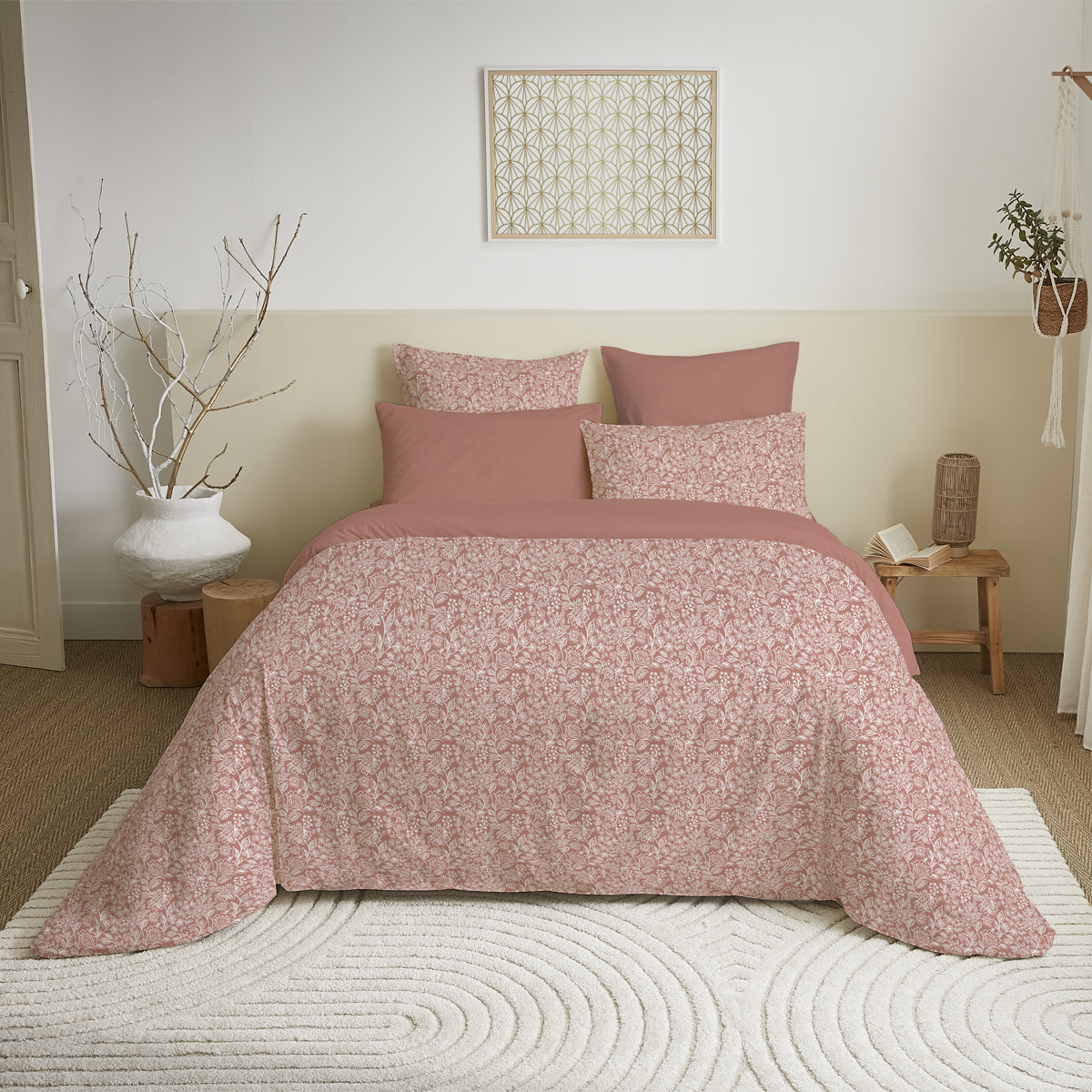 Pack 6 pièces Housse de couette Imprimé 240 x 260 cm - Drap housse 180 x 200 cm - 100% Coton 57 Fils