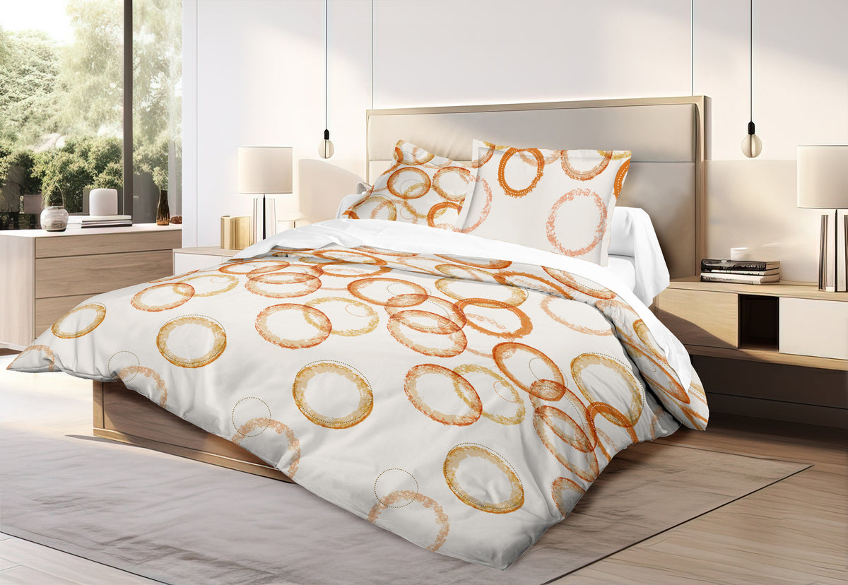 Parure de draps 4 pièces "Louna" drap housse 140 Circle Orange