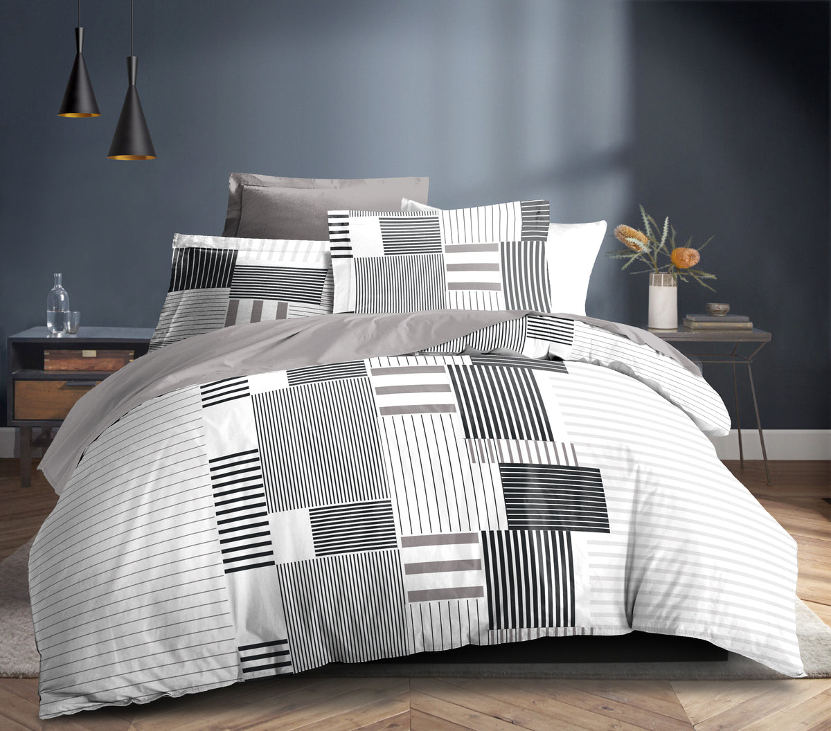Parure de draps 4 pièces "Louna" drap housse 160 Aby Gris