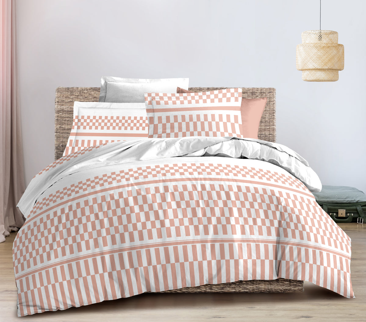 Parure de draps 4 pièces "Louna" drap housse 160 Casimir Peche