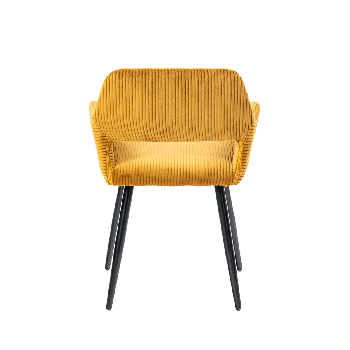 Cromwell - Ensemble de 2 fauteuils de salle à manger scandinaves avec accoudoirs en velours côtelé jaune