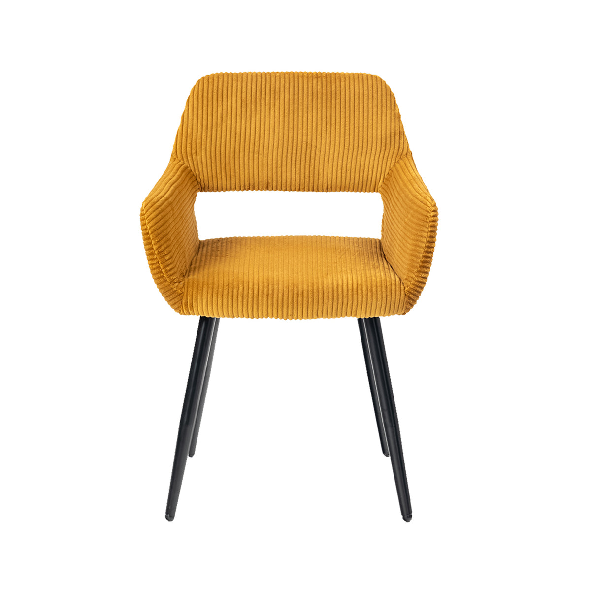 Cromwell - Ensemble de 2 fauteuils de salle à manger scandinaves avec accoudoirs en velours côtelé jaune