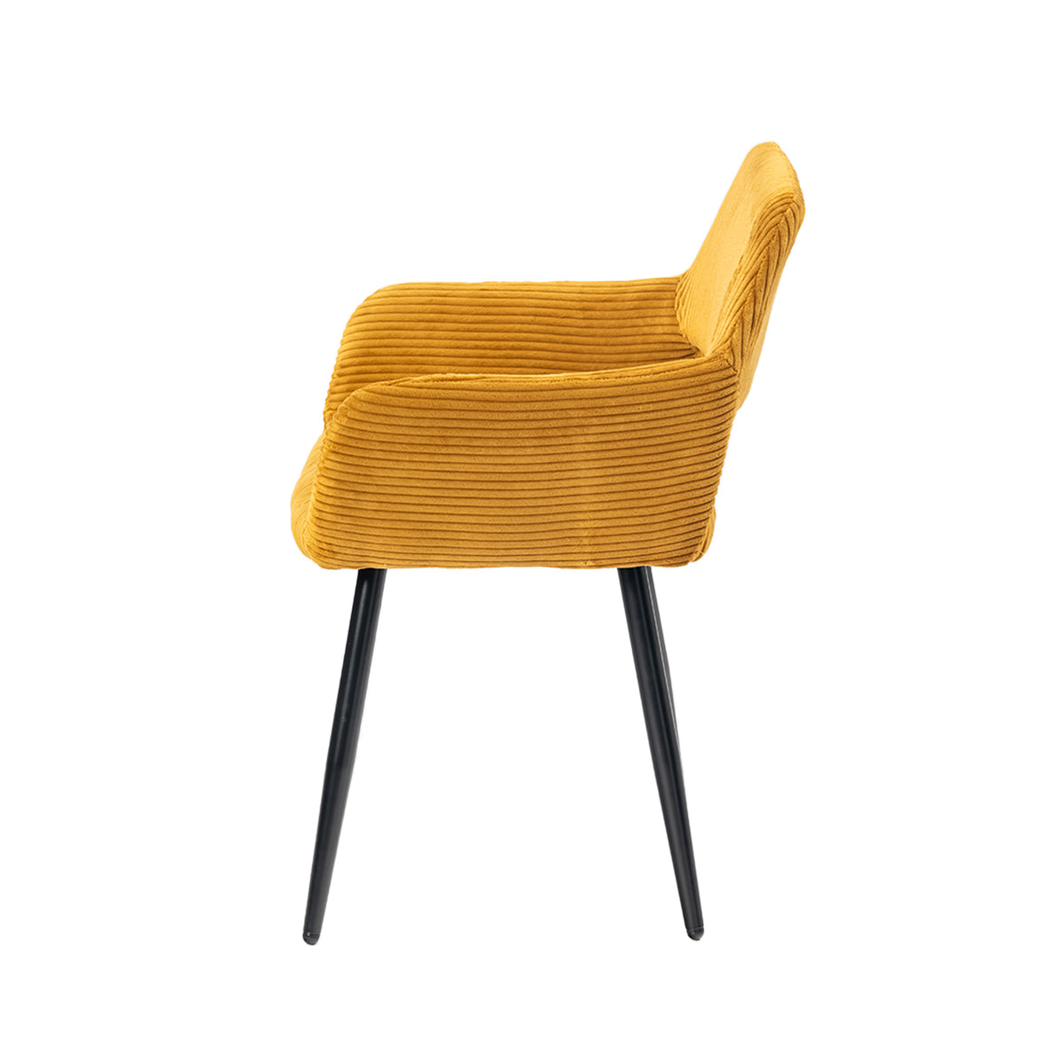 Cromwell - Ensemble de 2 fauteuils de salle à manger scandinaves avec accoudoirs en velours côtelé jaune