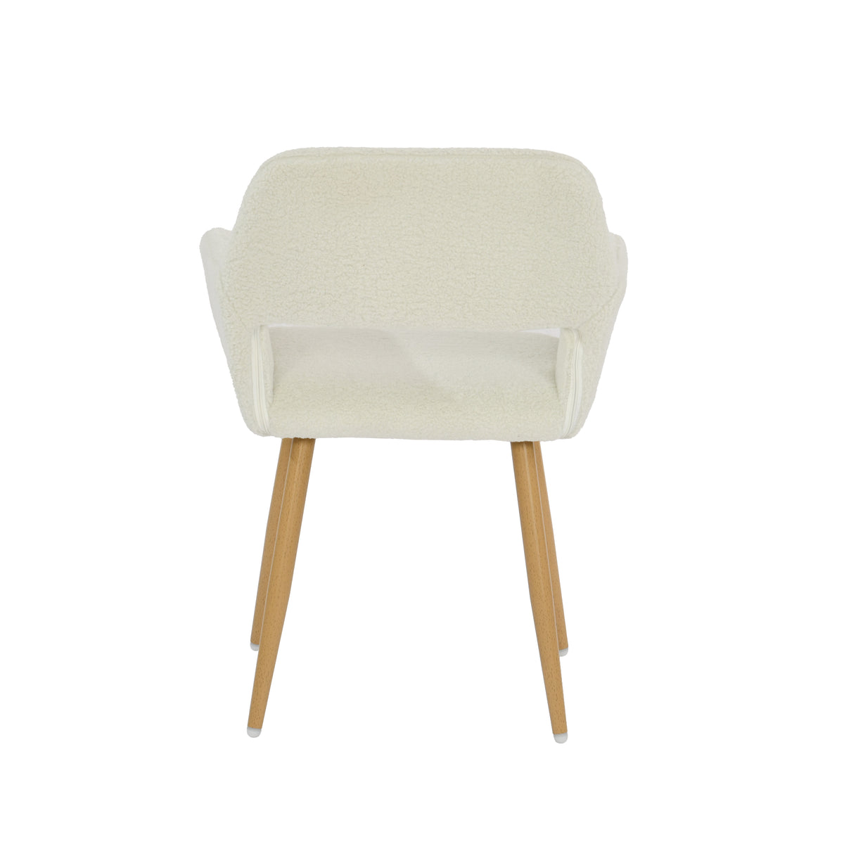 Cromwell - Ensemble de 2 fauteuils de salle à manger scandinaves avec accoudoirs en tissu bouclette beige et pieds imitation chêne
