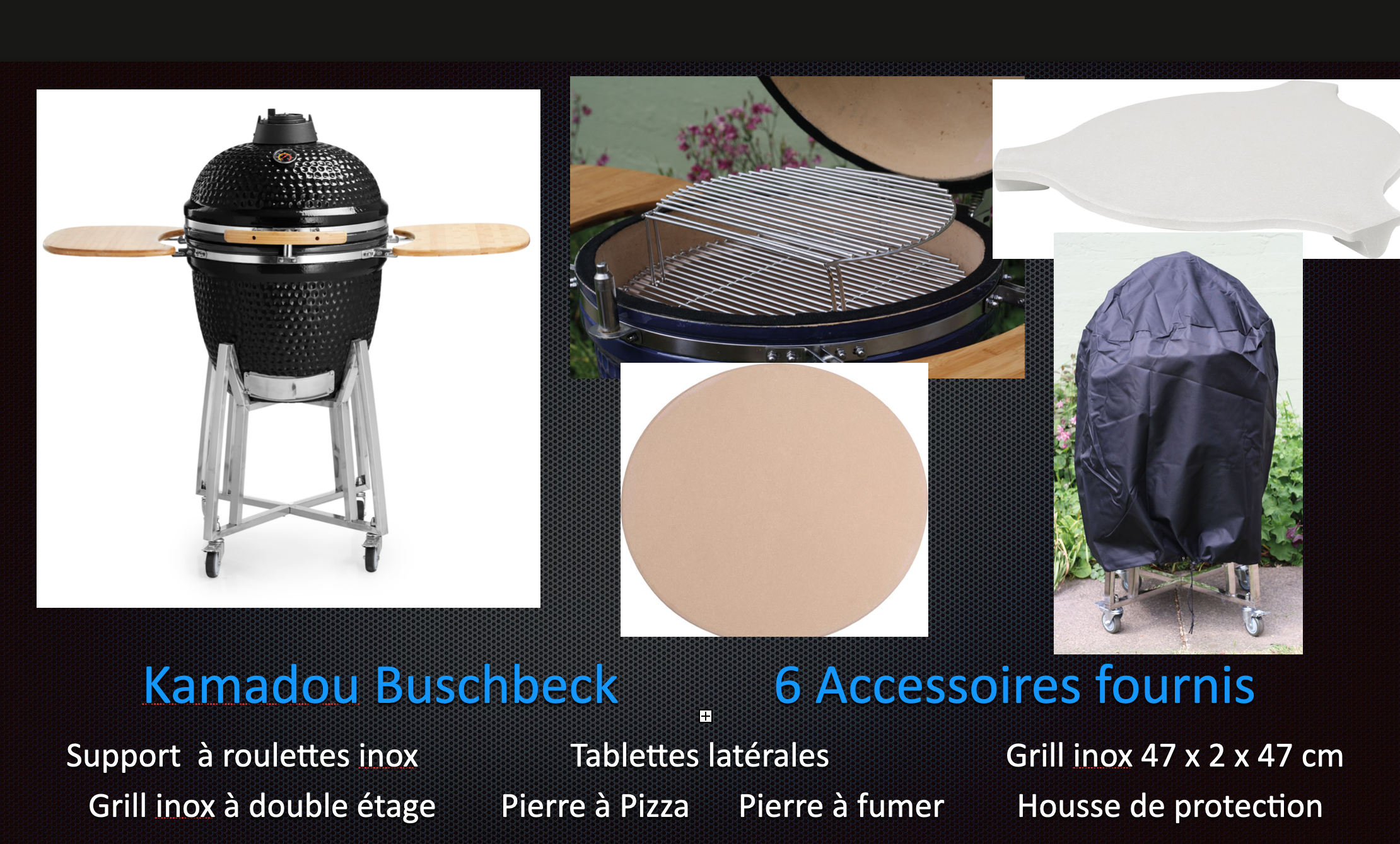 Barbecue Kamado sur chariot Ø47 cm + 6 accessoires