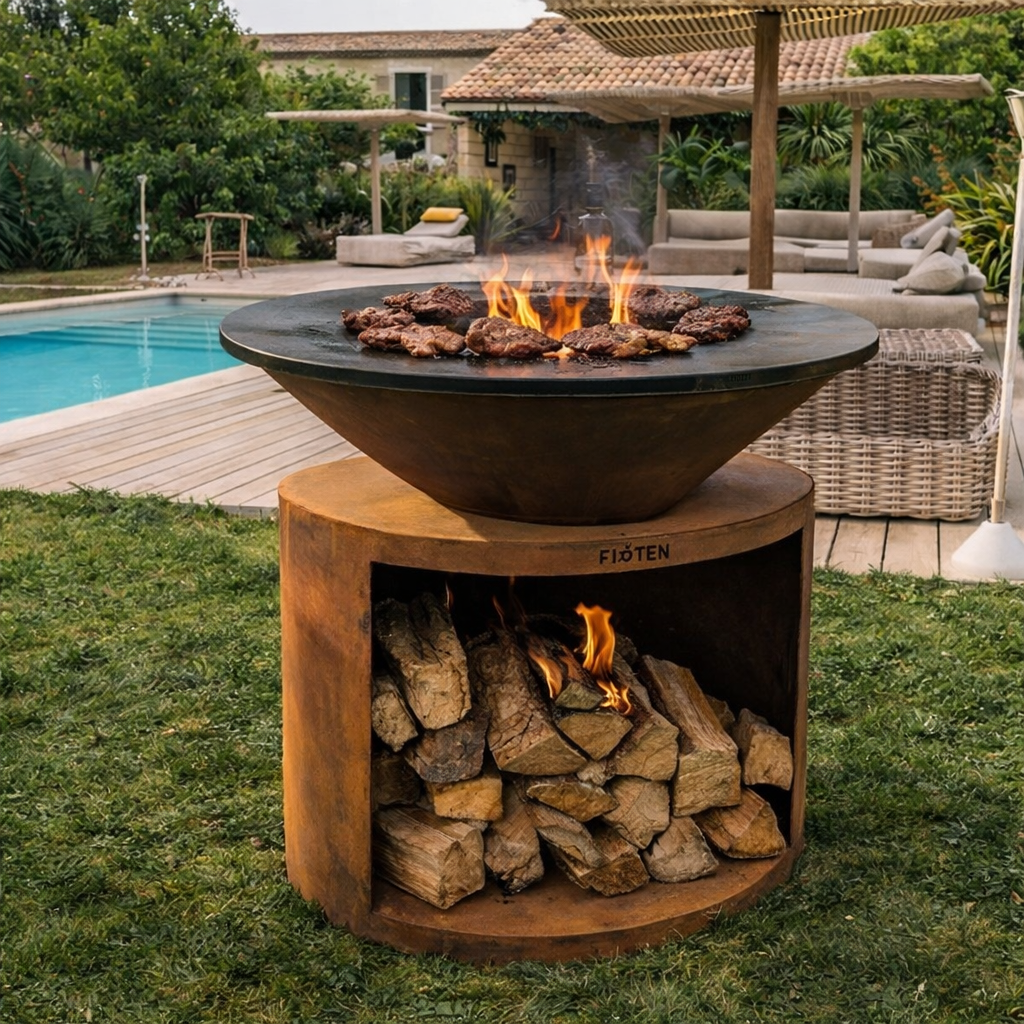 Brasero plancha Ellipse 120 corten plaque inox