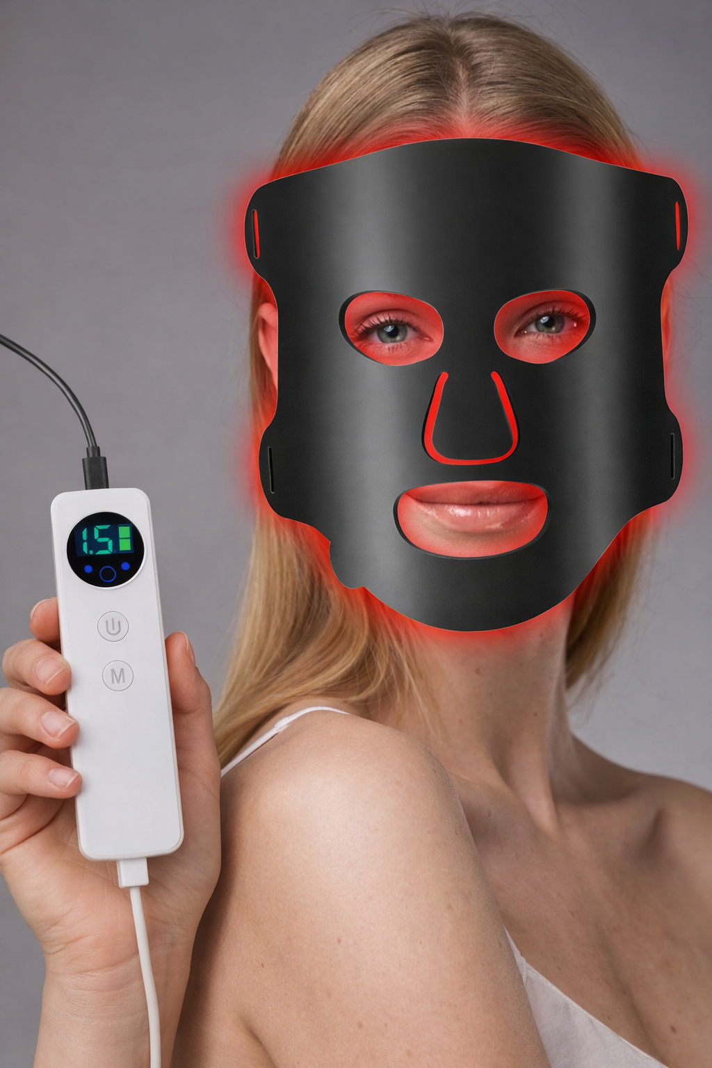 Masque LED visage 7 couleurs avec télécommande