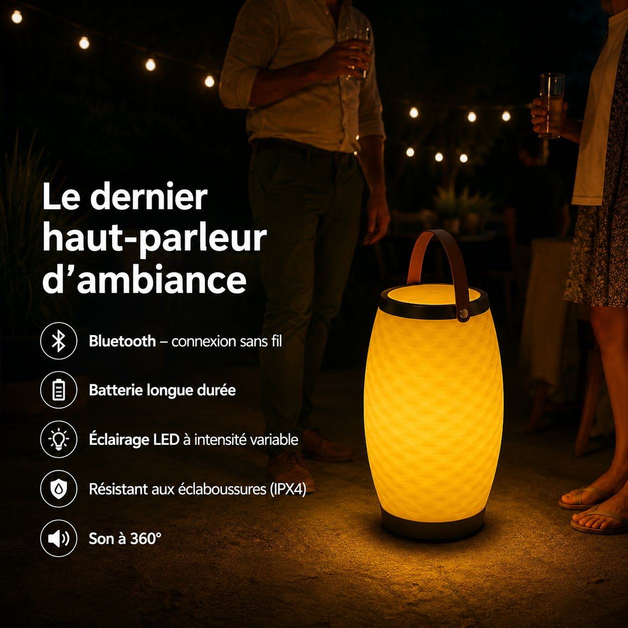 Lampe-enceinte LED sans fil avec refroidisseur à vin intégré Bali XL - Bluetooth - RGB - Blanc