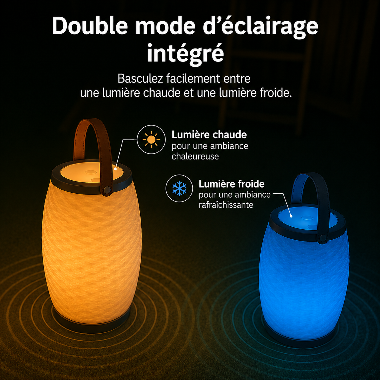 Lampe-enceinte LED sans fil avec refroidisseur à vin intégré Bali XL - Bluetooth - RGB - Blanc