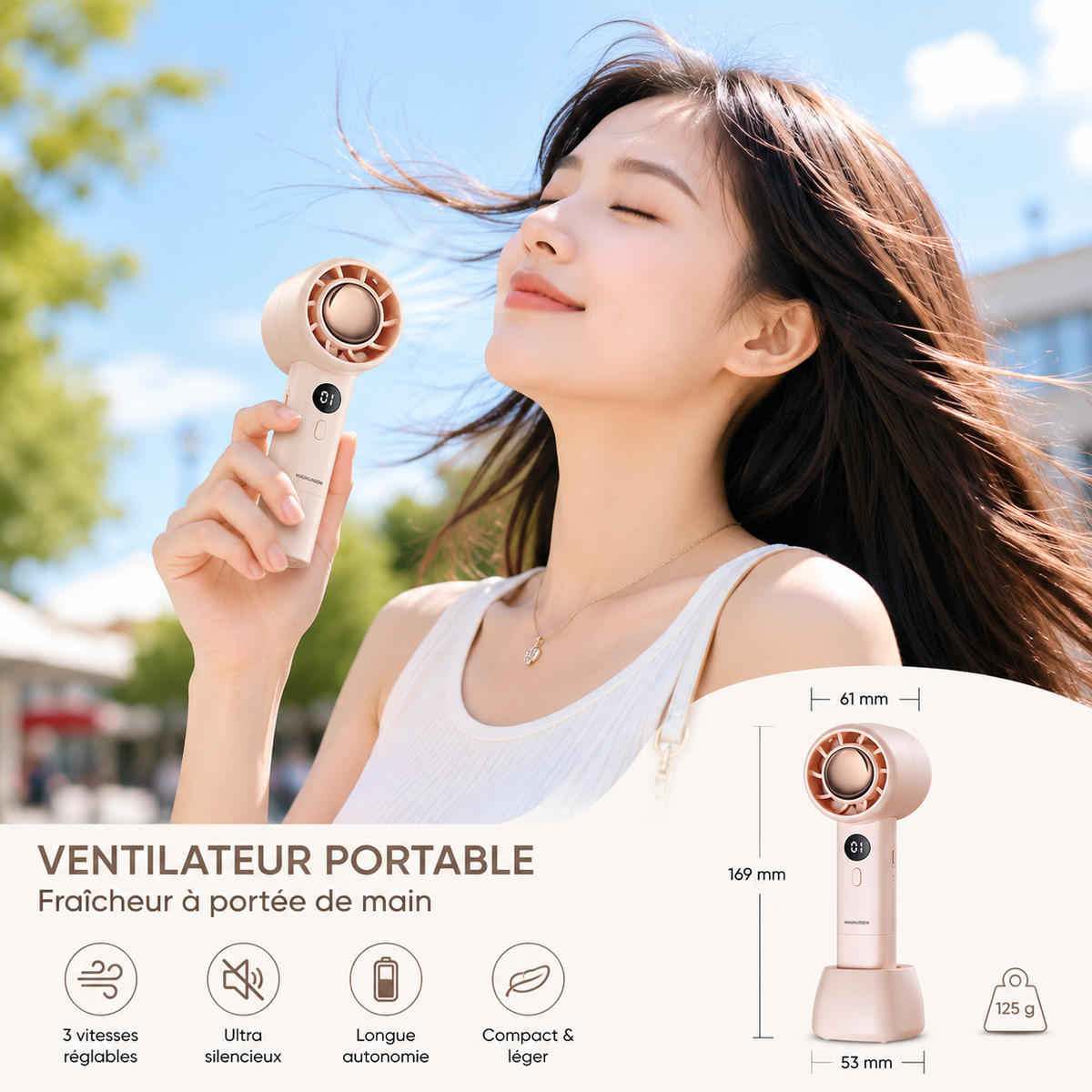Ventilateur turbo nomade rose compact