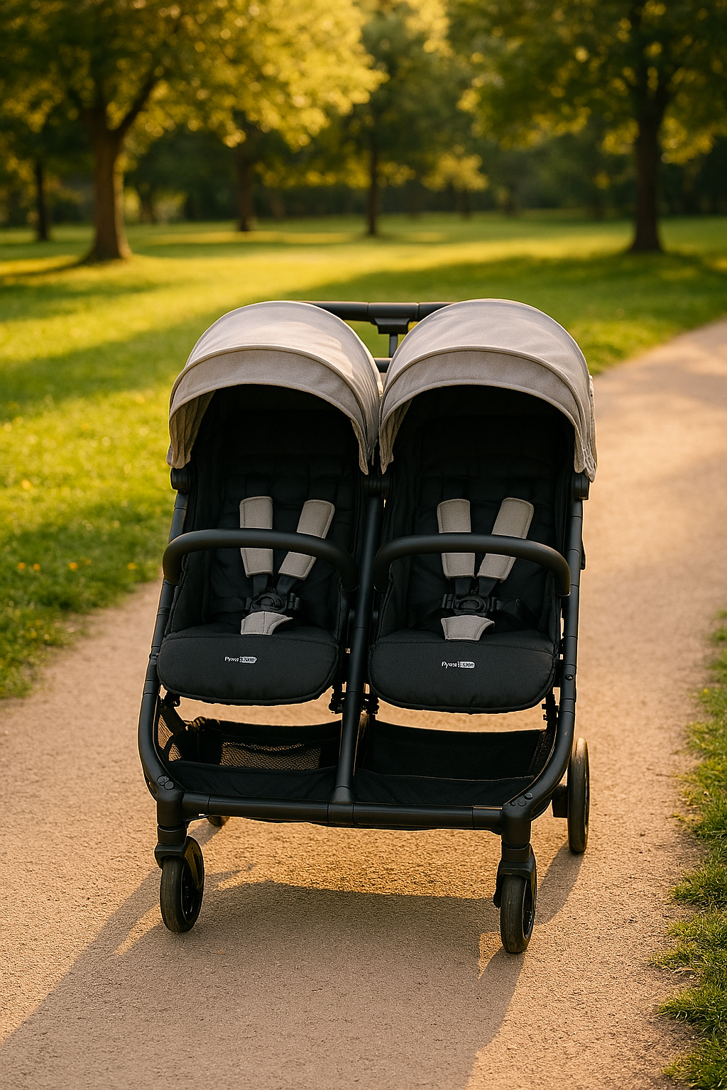 Poussette jumeaux ou enfants rapprochés largeur 74 cm Gris