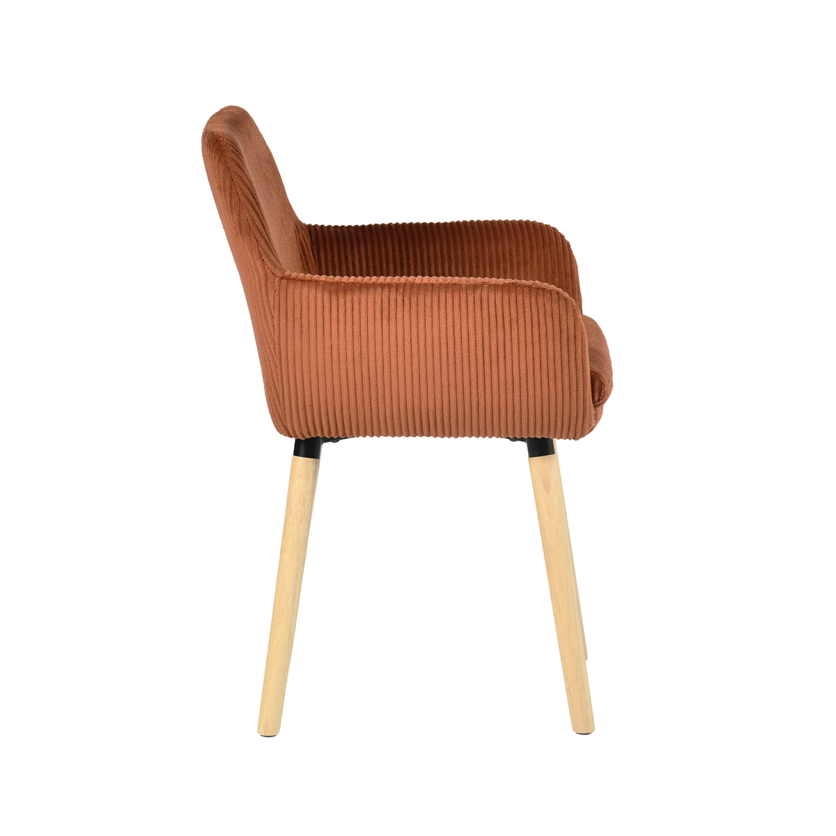 Elia - Ensemble de 2 chaises de salle à manger scandinaves en velours côtelé rouge brique avec accoudoirs et pieds en bois