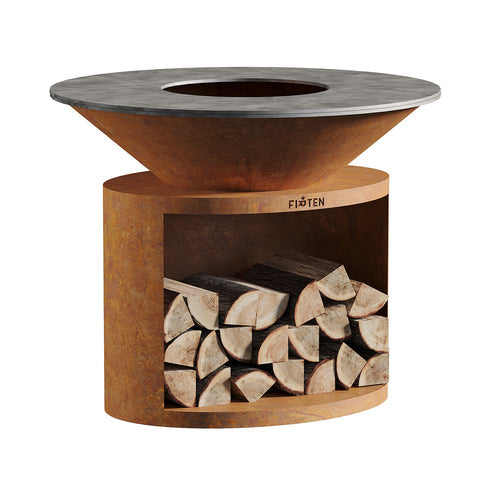 Brasero plancha Ellipse 120 en acier Corten