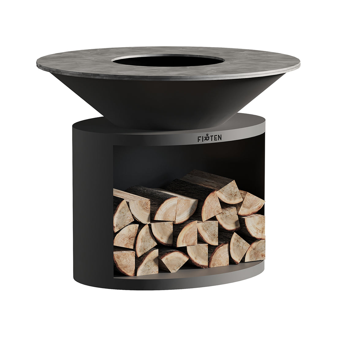 Brasero plancha Ellipse 120 thermolaqué noir plaque inox