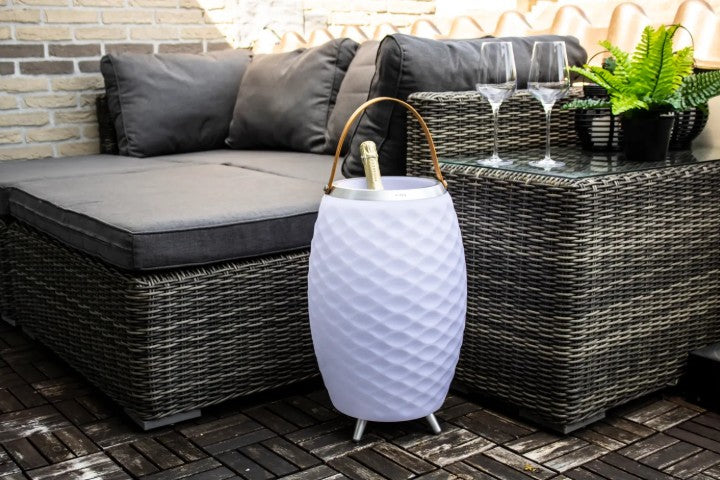 Lampe-enceinte LED sans fil avec refroidisseur à vin intégré Bali XL - Bluetooth - RGB - Blanc