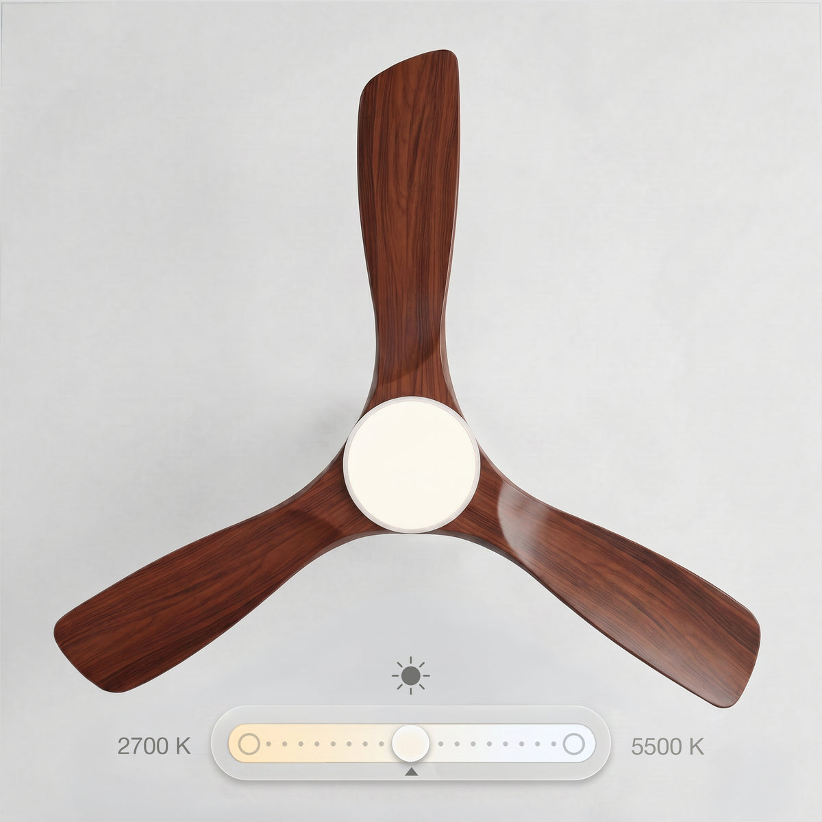 Ventilateur de plafond avec LED, 6 vitesses, Bois foncé