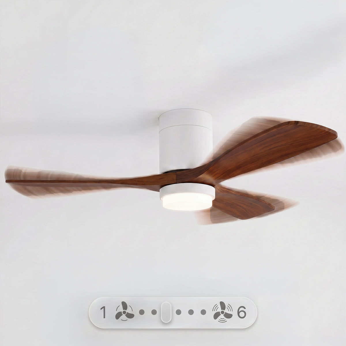 Ventilateur de plafond avec LED, 6 vitesses, Bois foncé