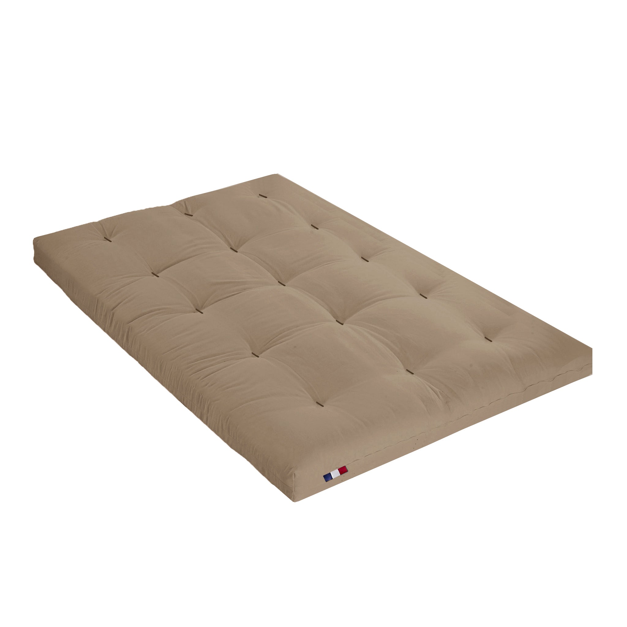 Matelas futon coton et fibres recyclés - Taupe - 90 x 190 cm