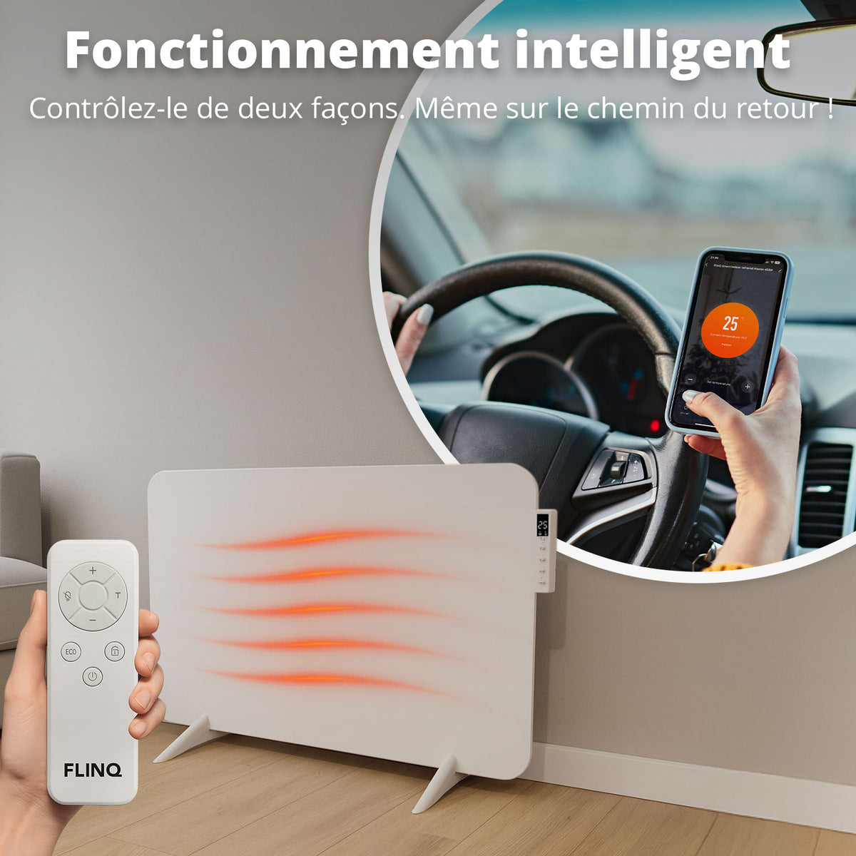 Chauffage infrarouge intelligent - Panneau chauffant électrique 450 W - Blanc