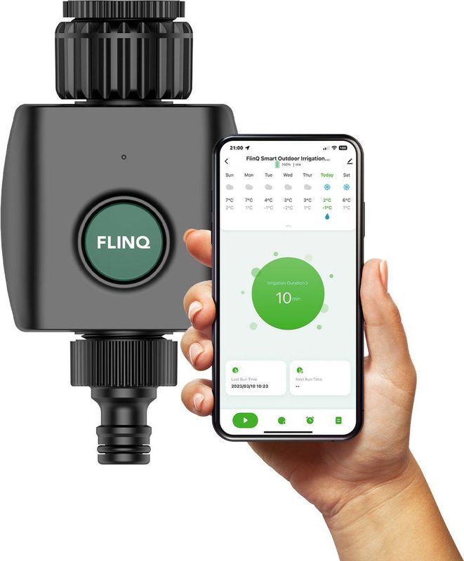 Système d'irrigation Smart FlinQ - Programmateur d'arrosage - Assistant Alexa et Google - Noir