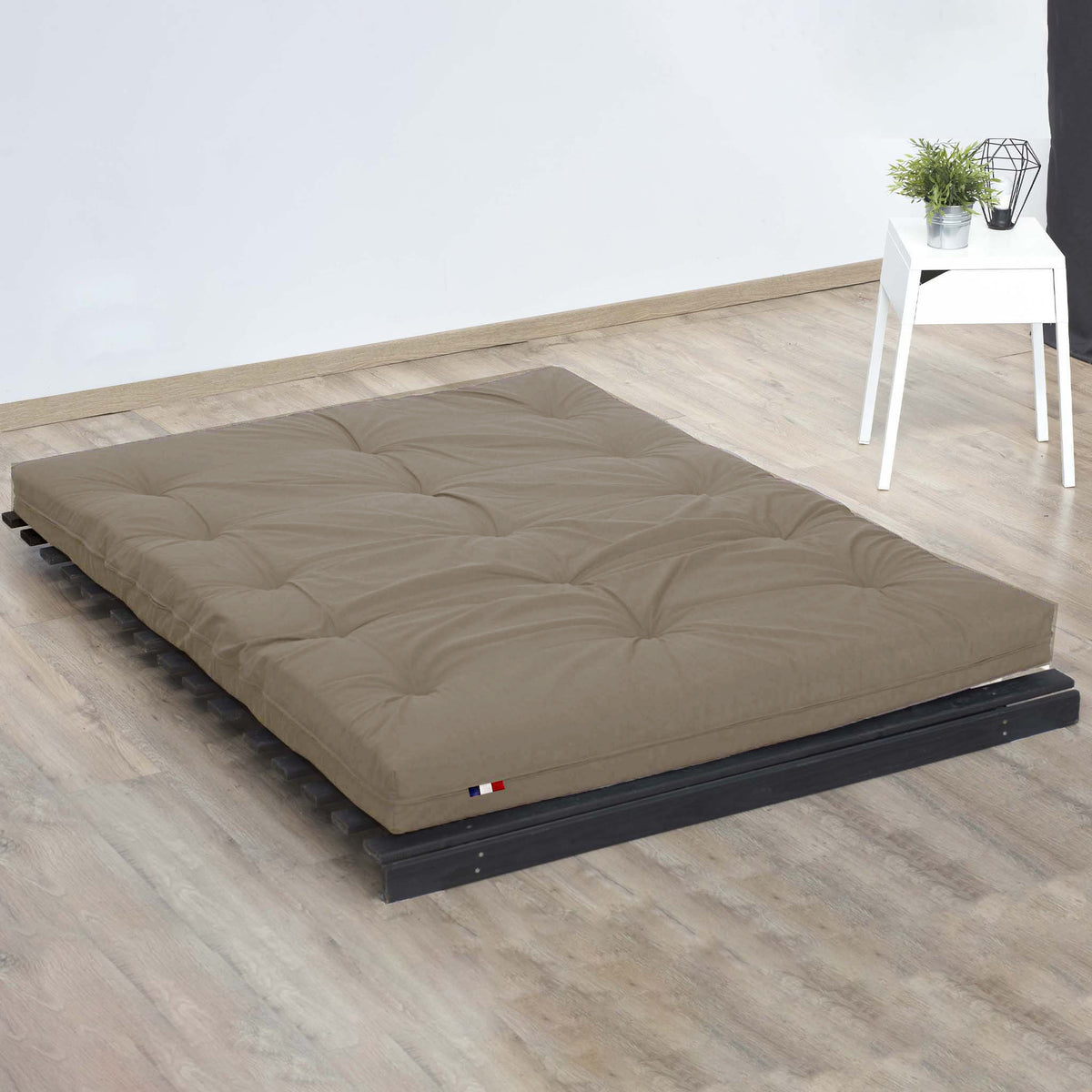 Matelas futon latex et fibres - Taupe - 160 x 200 cm