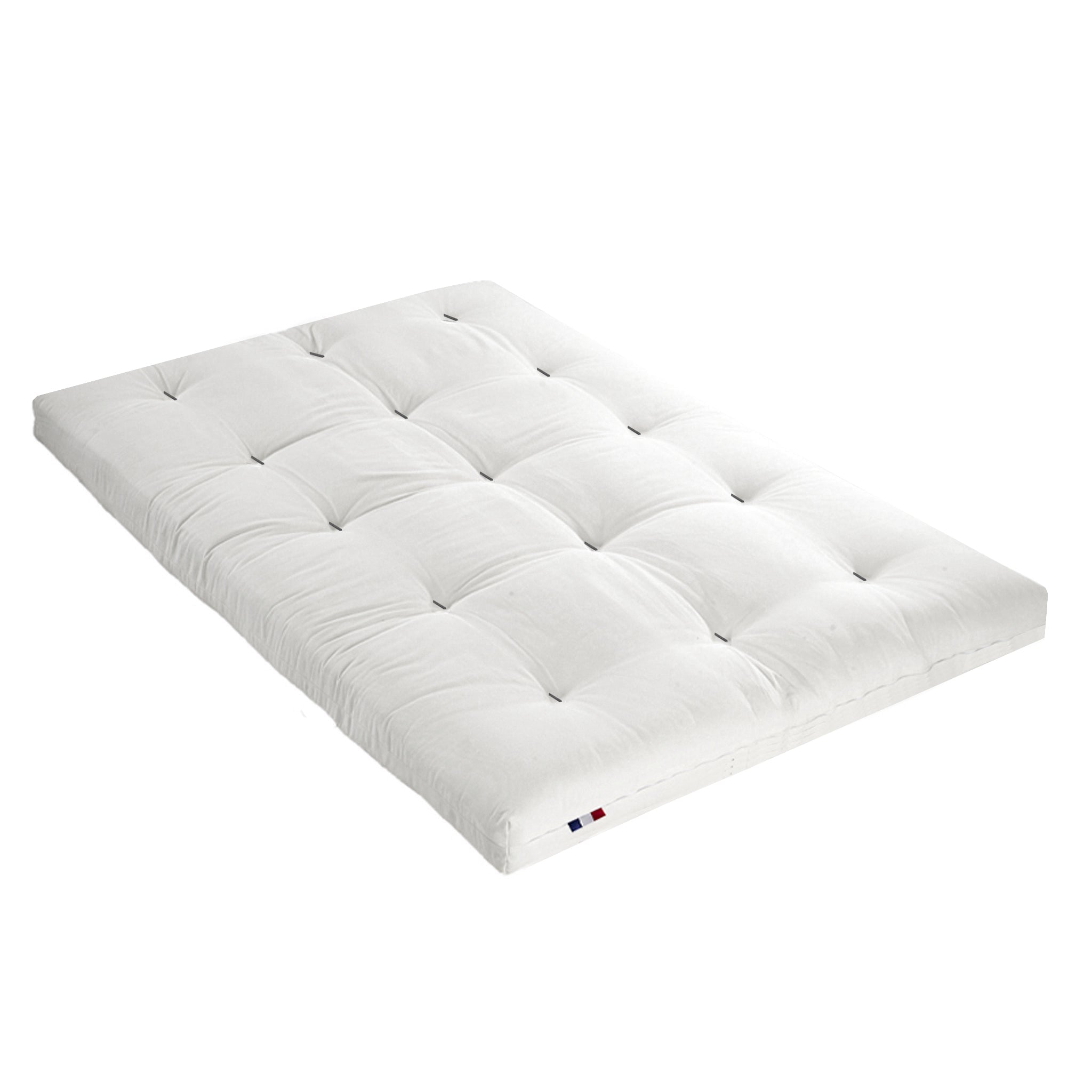 Matelas futon écru latex et fibres, confort - Écru - 160 x 200 cm