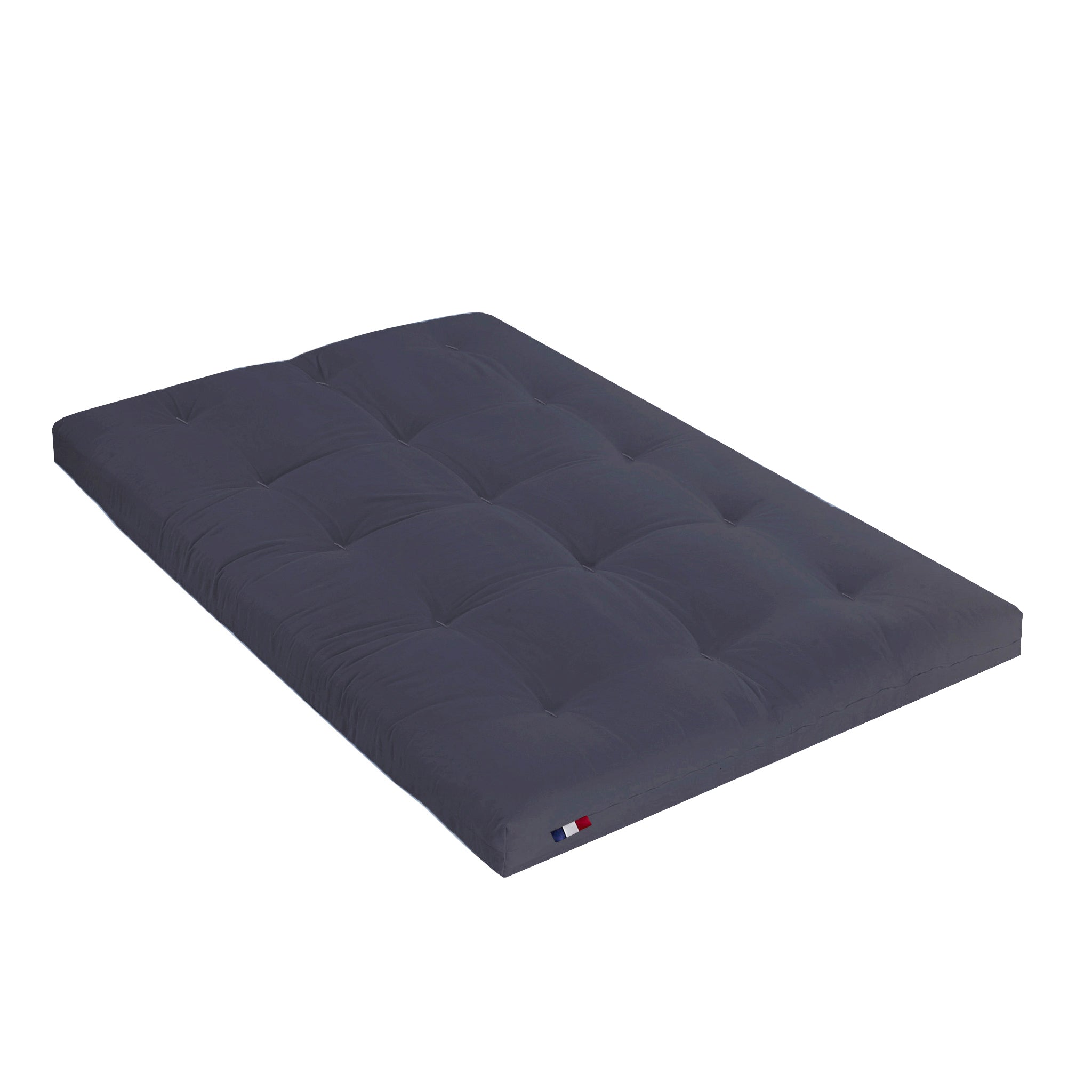 Matelas futon coton et fibres recyclés - Gris Anthracite - 90 x 190 cm