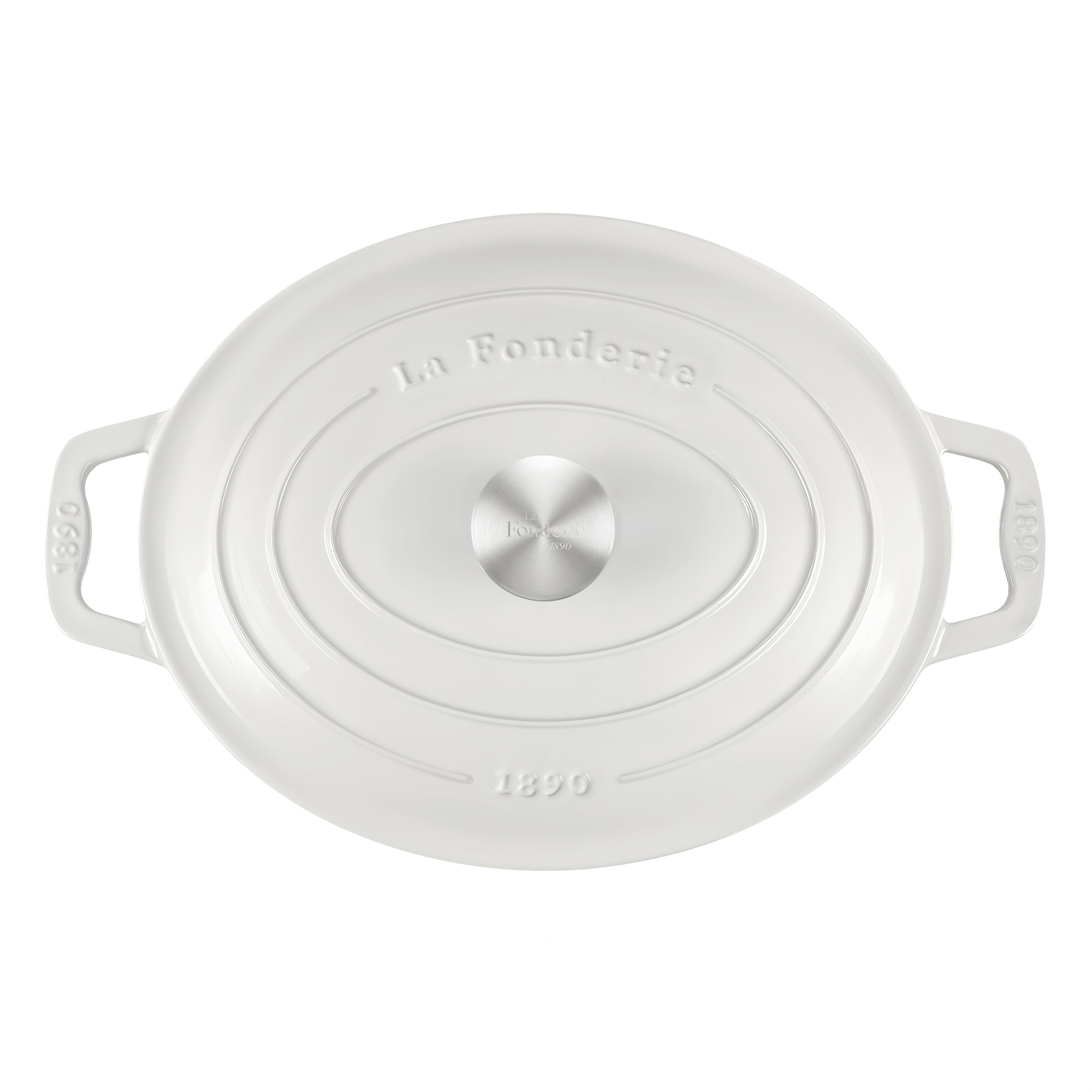 Cocotte ovale en fonte 36cm beige