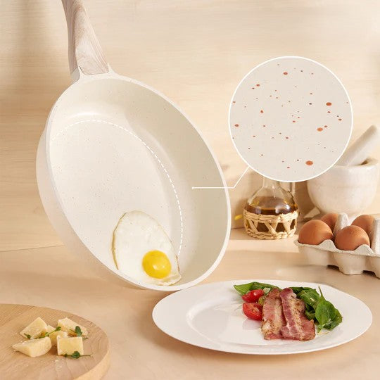 Batterie de Cuisine 15 Pièces Antiadhésives en Granit beige - Tous feux dont induction