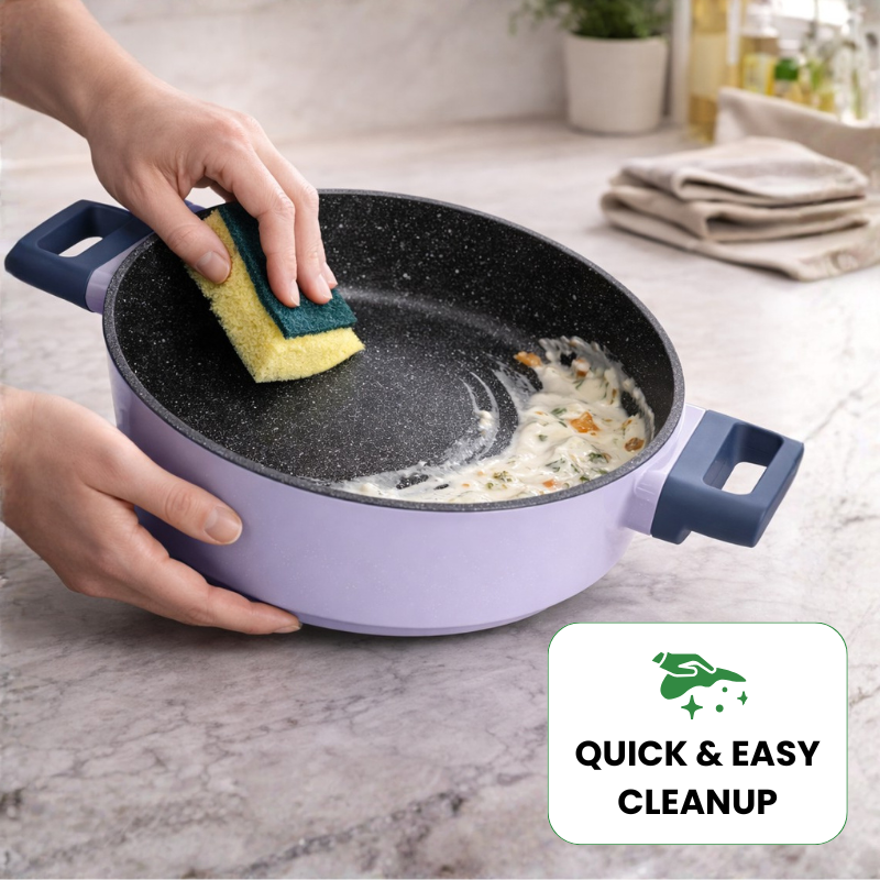 Batterie de cuisine 6 pièces à revêtement marbré avec couvercles tous feux dont induction Violet