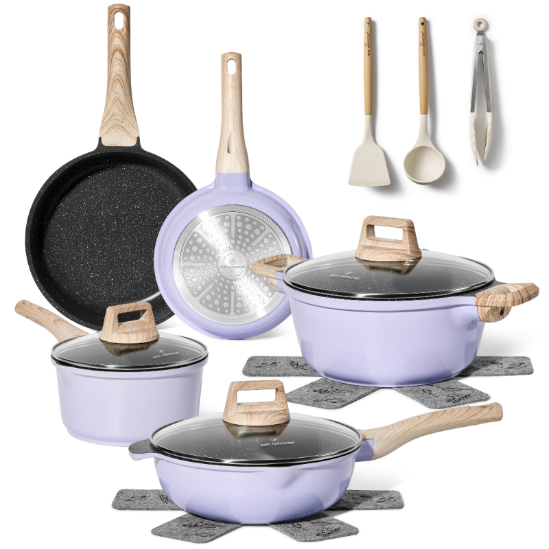 Batterie de cuisine 13 pièces Antiadhésives en Granit Violet - Tous feux dont induction