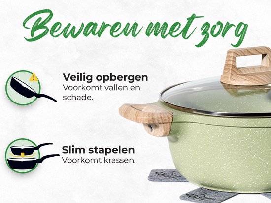 Batterie de Cuisine 21 pièces Antiadhésives en Granit vert - Tous feux dont induction